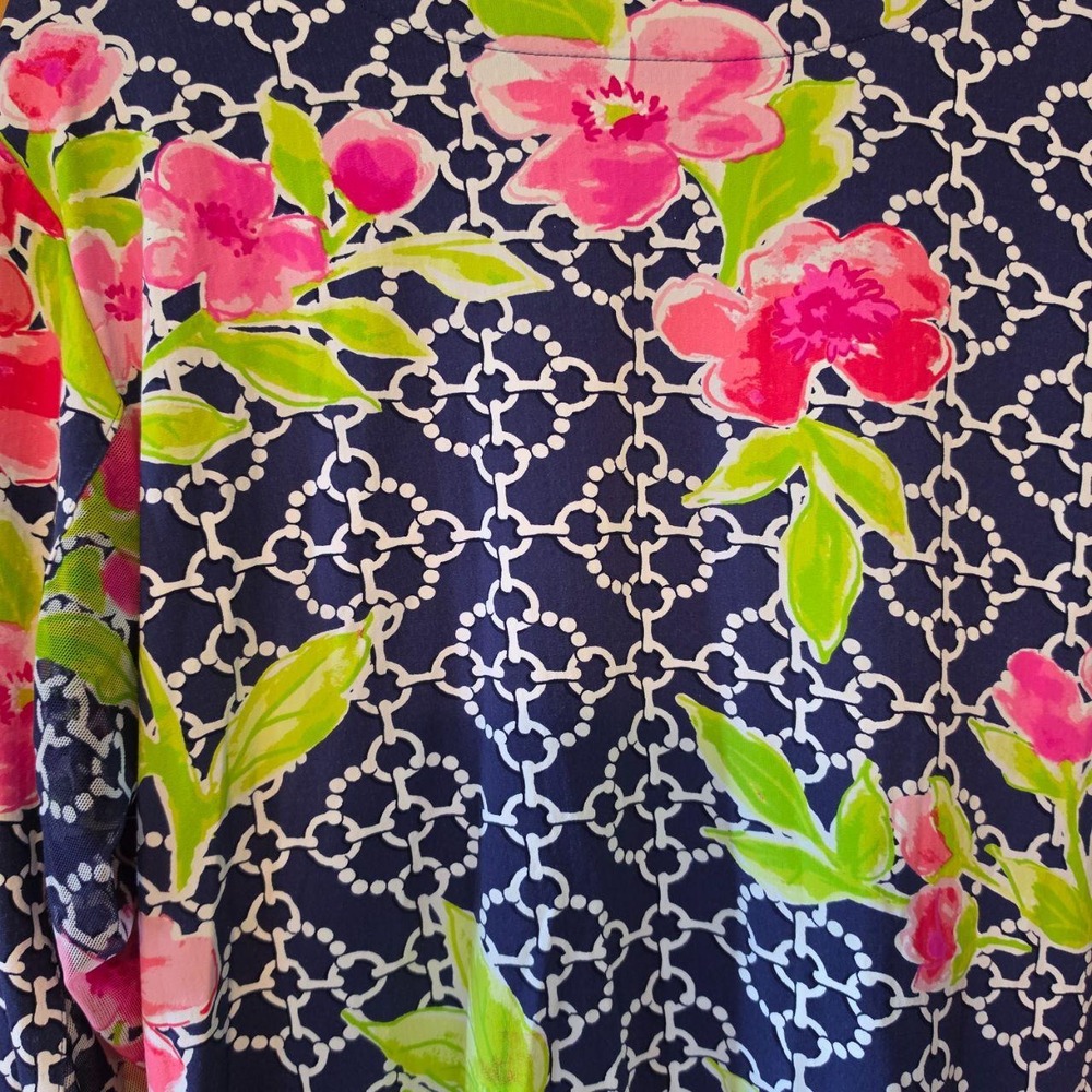 IBKUL Womens XL Golf Tennis Dress IceFil Navy Pink Floral Long Sleeve UPF 50+ - Picture 3 of 5
